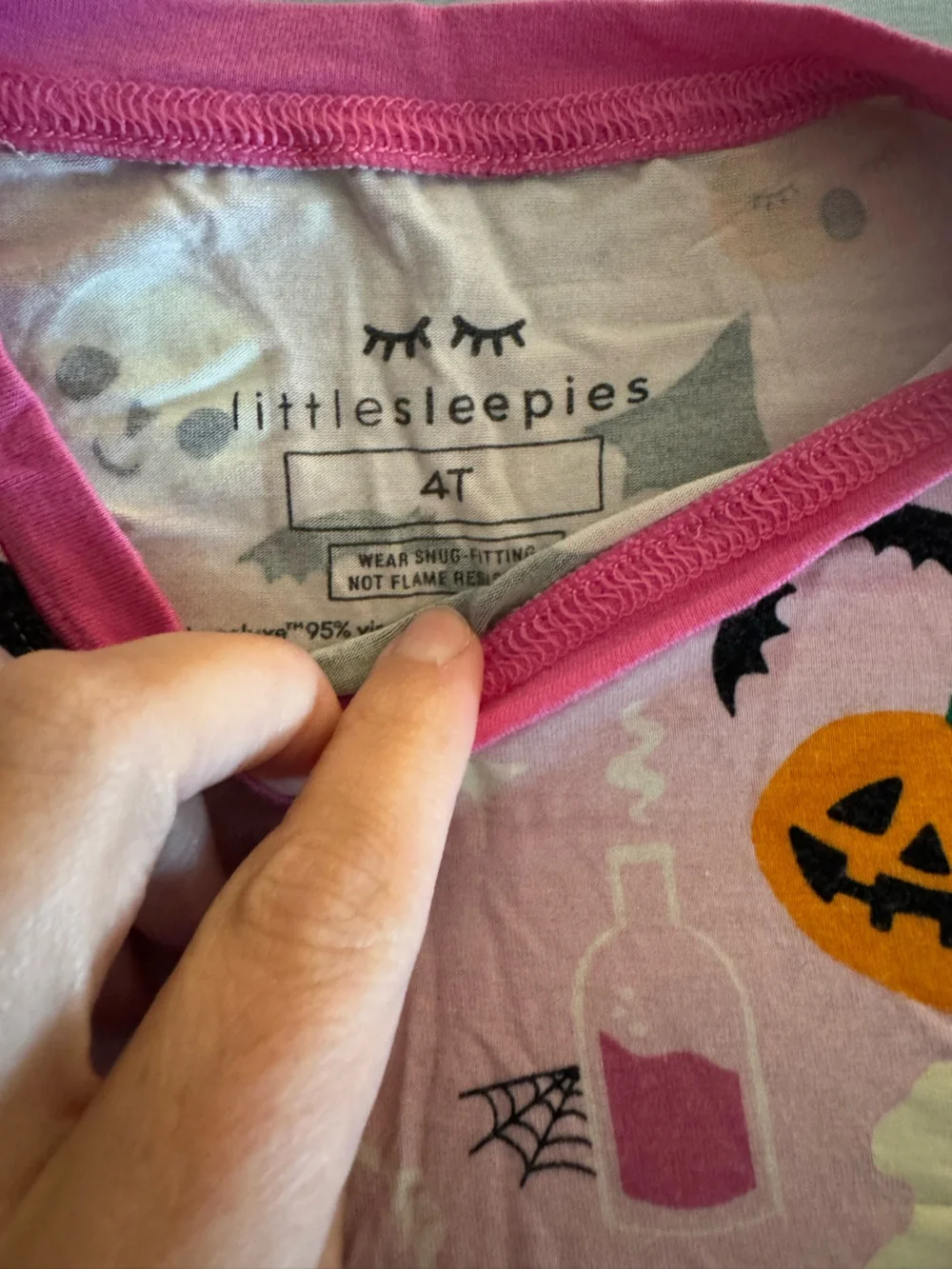Kids Pink Halloween Pumpkin & Bat Pajama Set